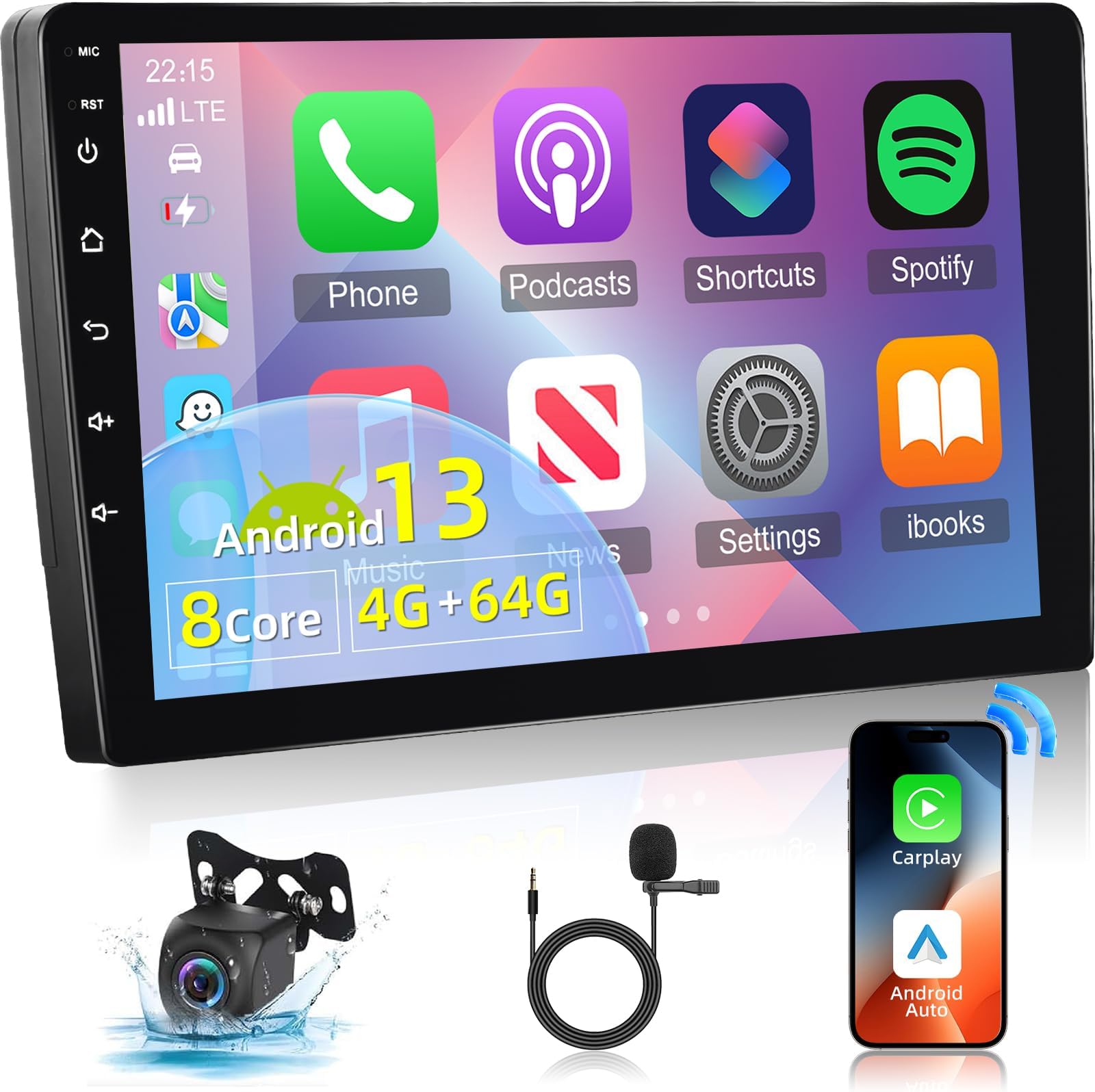 Pantalla Android 10.1 Pulgadas Para Toyota Hilux Pick Up AN120 2015-2020 Con CarPlay Y Android Auto Inalámbricos, GPS, Cámara Trasera Y Bluetooth