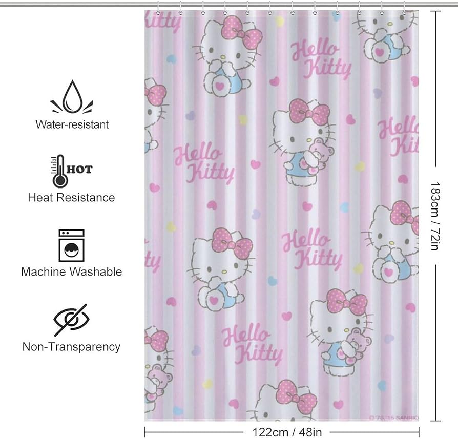 Amazon｜FSDFWEDSW ハローキティ シャワーカーテン 防水 お風呂