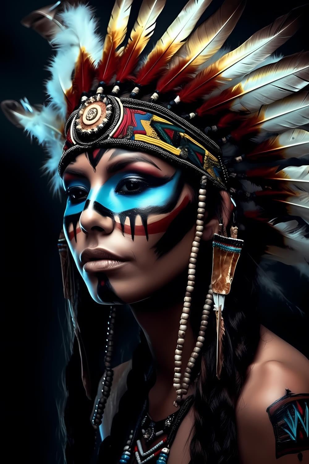 JOEAUEN DIY The Indian Chief Diamond Painting Kits 5D Round Diamond Painting for Adults & Kids Native American Diamond Art Kit for Wall Decor & Living Room Decor 20x30 inch
