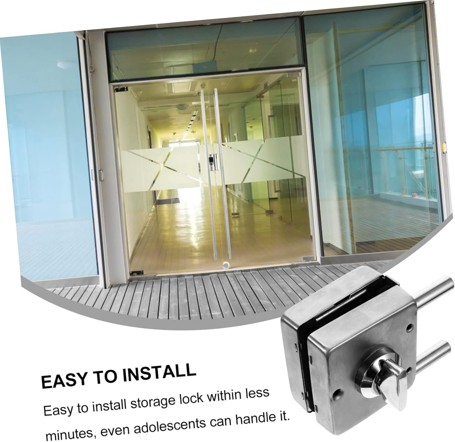 TEHAUX Frameless Glass Door Lock Double Door Latch 10mm-12mm Glass Home Security Lock