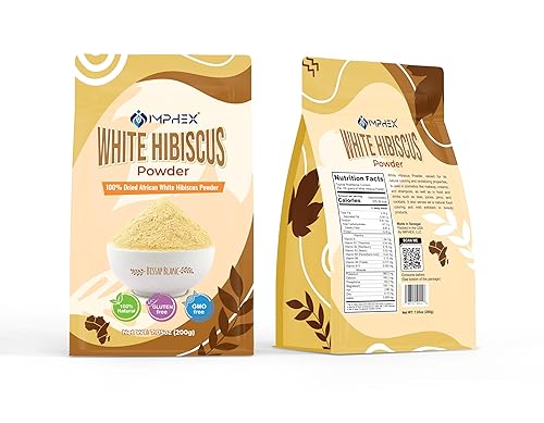 Miniatura 7 de Imphex Polvo de pétalo de hibisco blanco africano  Bissap Bou Wekh  crudo de Senegal  100% natural  Sin OMG  200 g (7.05 oz)
