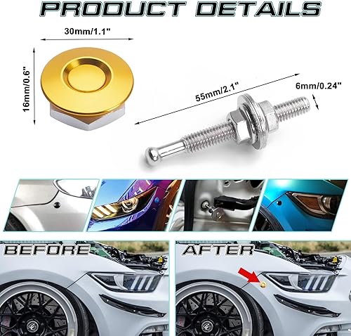 Miniatura 3 de Xotic Tech - Kit de cierre de tapa para parachoques con botón de liberación rápida universal para coche (amarillo)