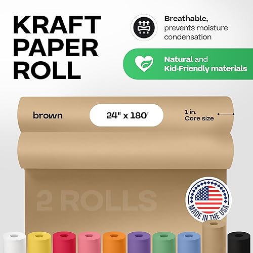 Miniatura 2 de IDL Packaging 24 x 2160 pulgadas (180 pies) - Rollo de papel kraft marrón (paquete de 2) - Grosor de 30 libras - Papel de calidad para embalaje,