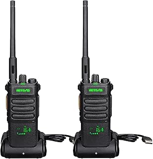 Retevis RT86 Walkie Talkie, Krótkofalówki Profesjonalne Dalekiego Zasięgu, 2600 mAh, Ekran, Wytrzymałe, Radiotelefony Dużej Mocy z Możliwością Ładowania dla Dorosłych, Przemysł (Czarny, 2 Szt.)