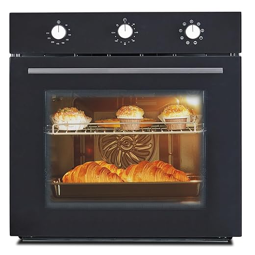 Wall Ovens 24 inch Electric, 3000w Single Wall Oven with 8 Cooking Modes, 2.5 Cu.Ft. Built-in Electric Wall Oven, 3D Heating, Convection Oven with Mechanical Knobs Control, Black