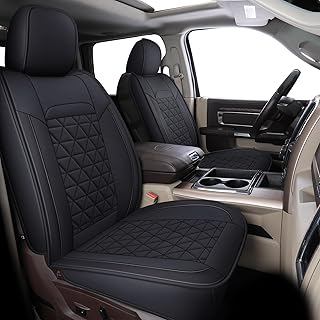 Coverado - Fundas de asiento compatibles con Dodge Ram 2002-2024 1500 2500 3500 Pickup Limited Laramie Big Horn, protectores de cuero impermeables, Dodge Ram Crew Cab y Quad Cab (2 unidades, negro)