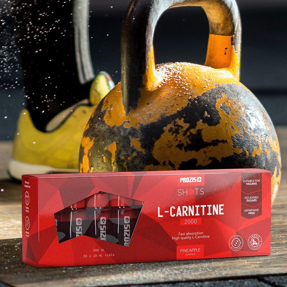 Prozis L-Carnitina 2000 20 flaconcini Limone - Integratore liquido, Pronto a consumare, Adatto a vegetariani, Migliora l'uso dei grassi durante