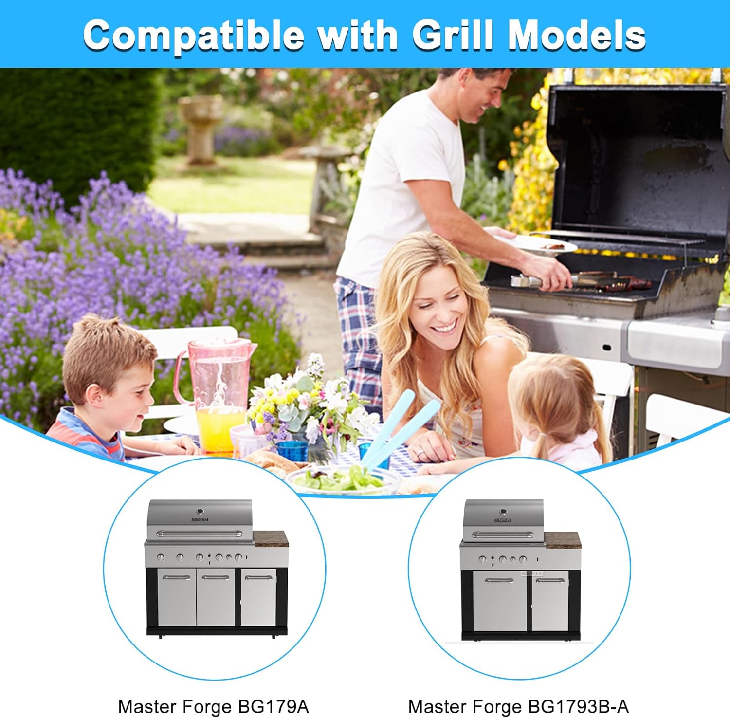 Adviace Grill Replacement Parts for Master Forge BG179A, Replacement for Master Forge BG179A Burners, for Master Forge BG179A Heat Plates