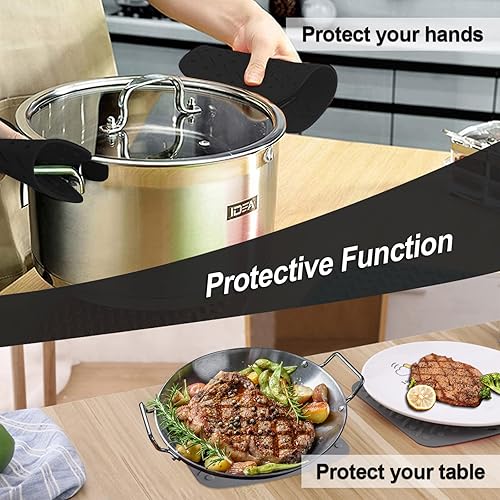 Miniatura 4 de Paquete de 4 salvamanteles de silicona para cocina, antideslizantes, resistentes al calor, salvamanteles para ollas y sartenes calientes, abridor de