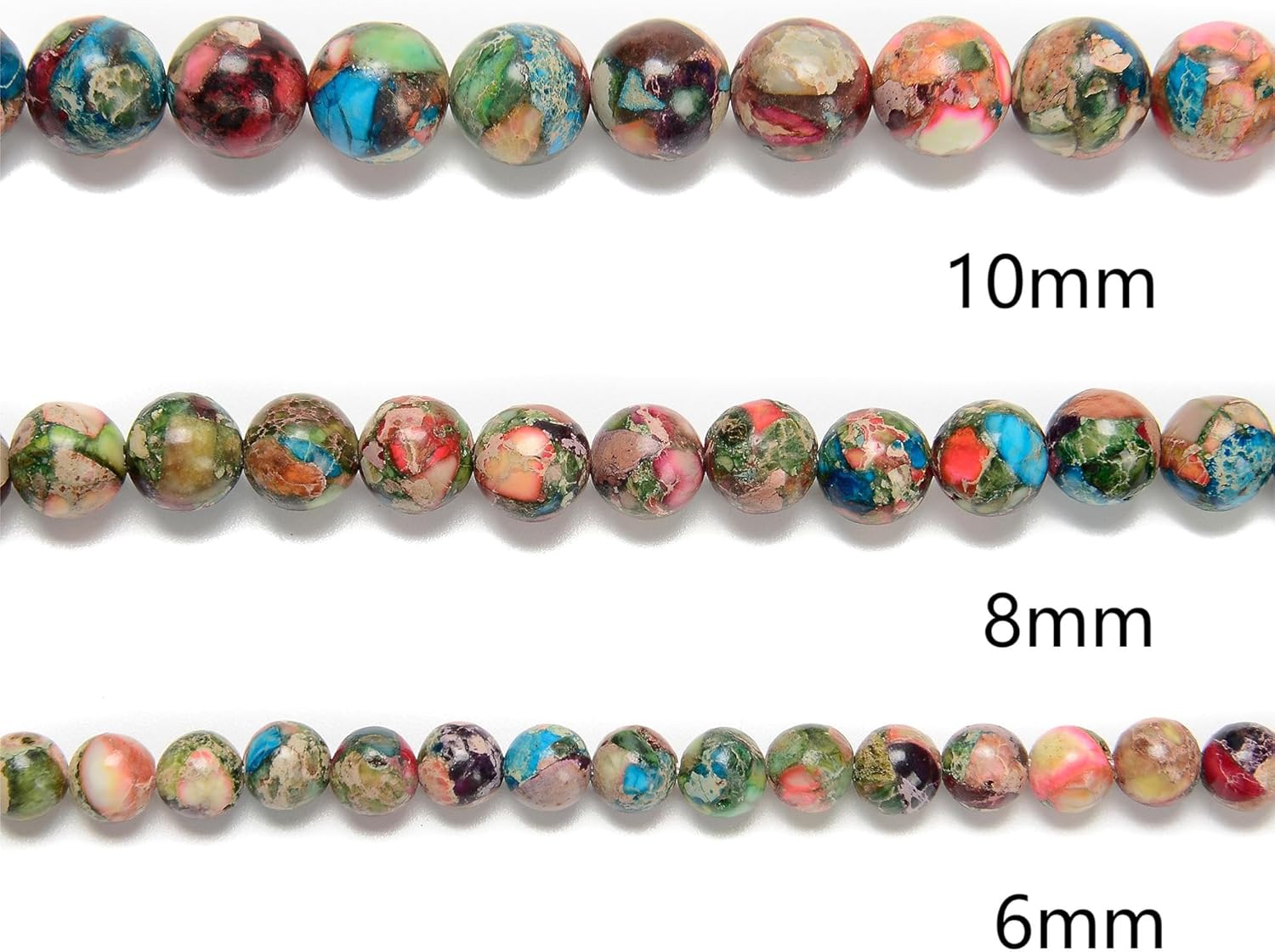 94Pcs(2 Strand/Set) 8mm Green Red Imperial Jasper Smooth Round Beads Natural Stone Beads AAA Grade Premium Round Gemstone Genuine Real Stone Loose for DIY Bracelet Jewelry String Making