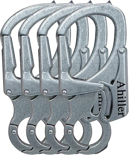 Miniatura 21 de Ahiller Mosquetón Llavero con Clip, Diseño de Doble Cierre - Punta de Acero Tungsteno, Herramientas Multifuncionales para Acampar, Senderismo,
