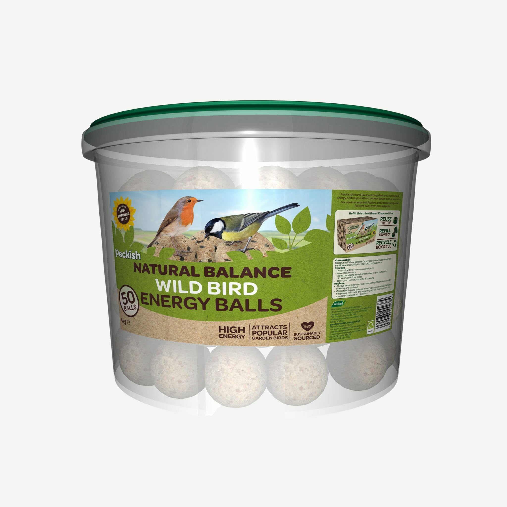 50 Energy-Rich Natural Balance Fat Balls β Ideal for Feeders, Bird Tables, and Ground Feeding