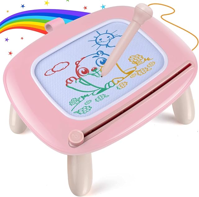 Smasiagon Magnetic Drawing Board for Kids, Colorful Erasable Magna Doodle Pad for Toddlers Girls Age 1 2 3, Early Education Learning Development Toys for 18 Month Old Girls Birthday Gifts, Light Pink