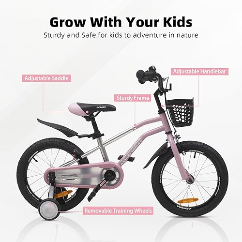 Miniatura 3 de ACEGER Bicicleta para niños de 2 a 10 años, estilo BMX, para niños y niñas de 2 a 10 años, bicicleta para niños de 12, 14 y 16 pulgadas, con ruedas