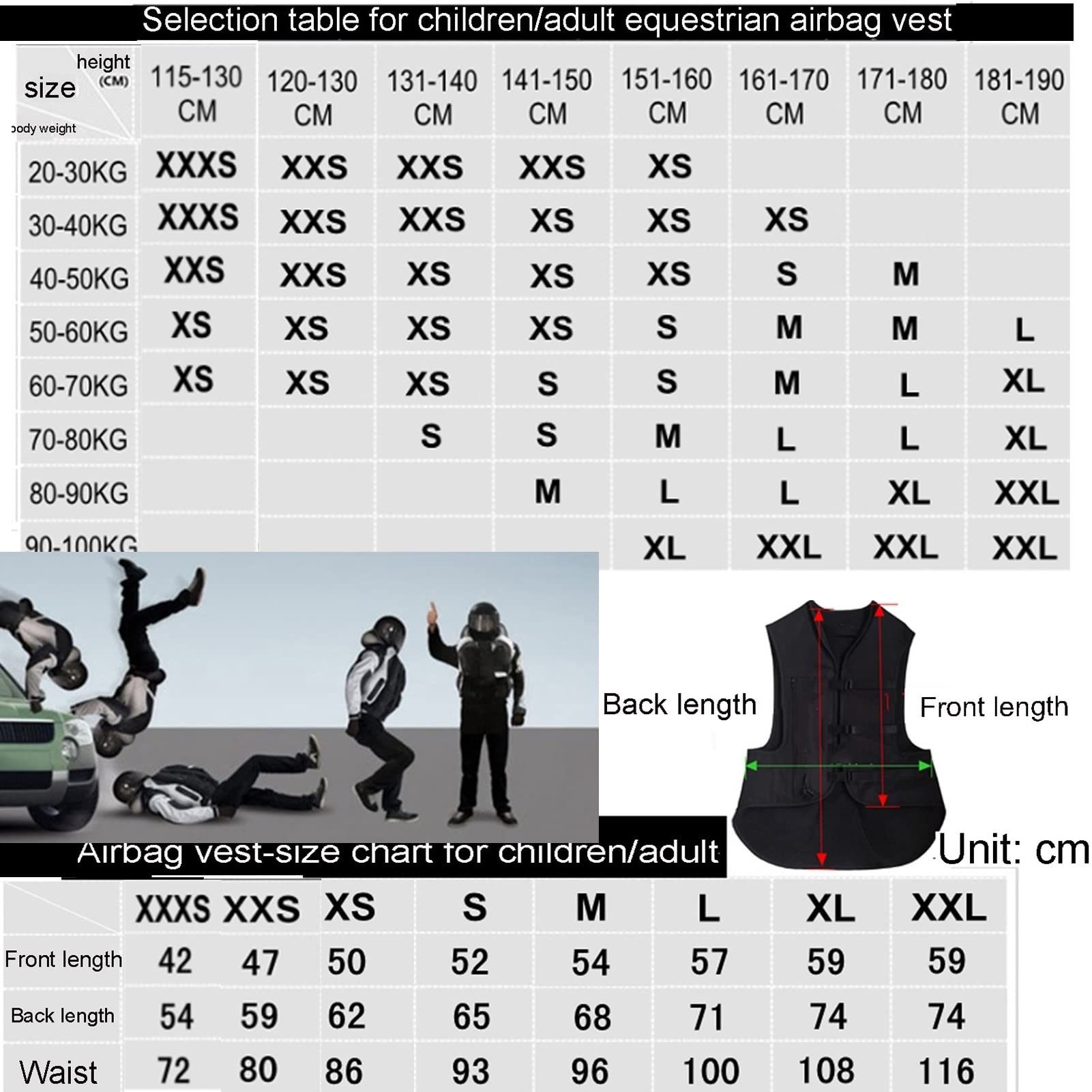 Gilet Airbag Équitation Équestre Manteau De Concours D'équitation Veste D'équitation Airbag De Motocross Gilet Airbag Moto Respirant for Enfants/Hommes/Femmes (Color : Nero, Size : XXL)