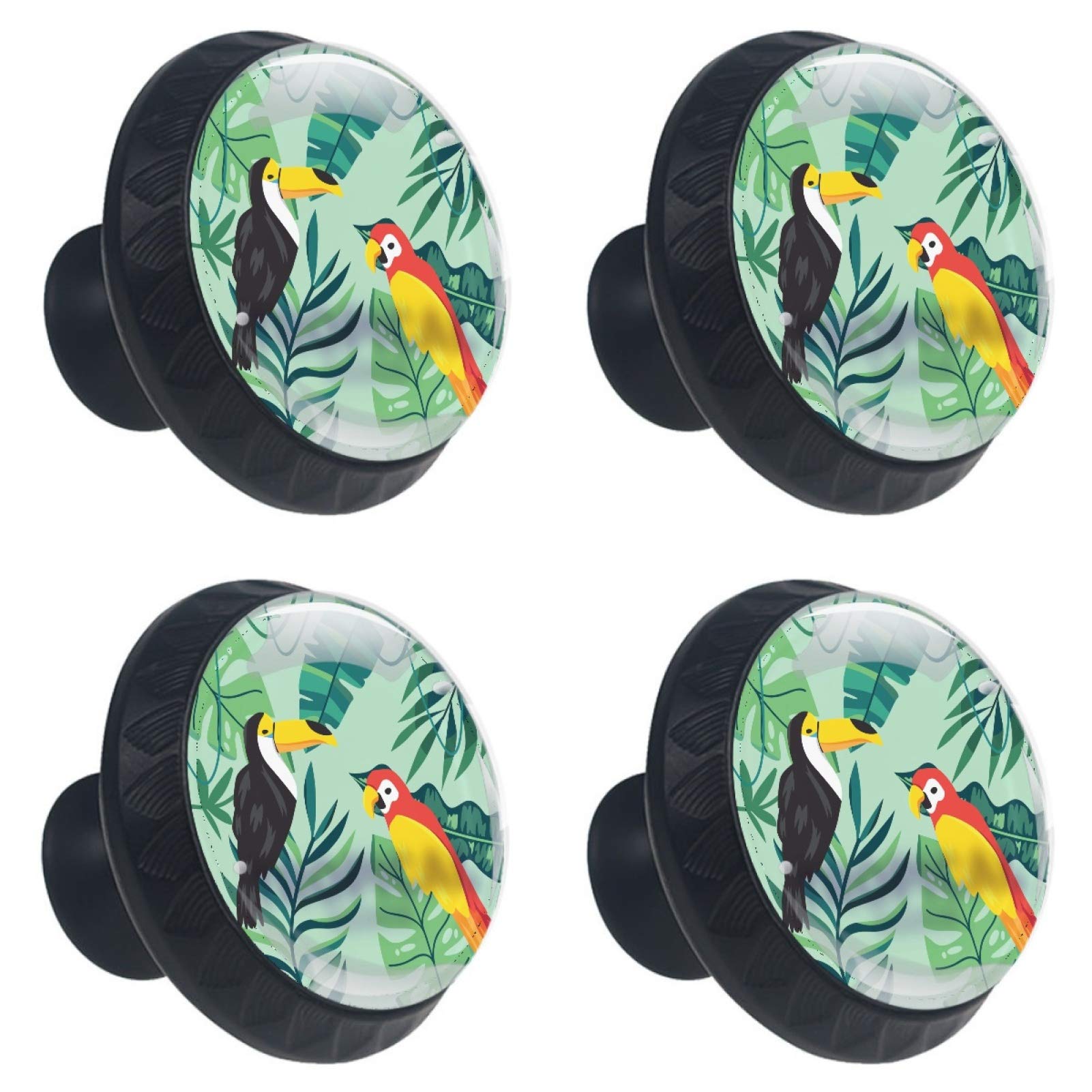 Boutons de meuble ronds en verre à motif imprimé pour poignée de tiroir vintage 30mm
