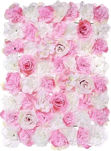 Panel de pared de flores artificiales, para boda, 24 x 16 pulgadas, fondo de pared de flores, para fiestas, pared de iglesia, escenario, decoración