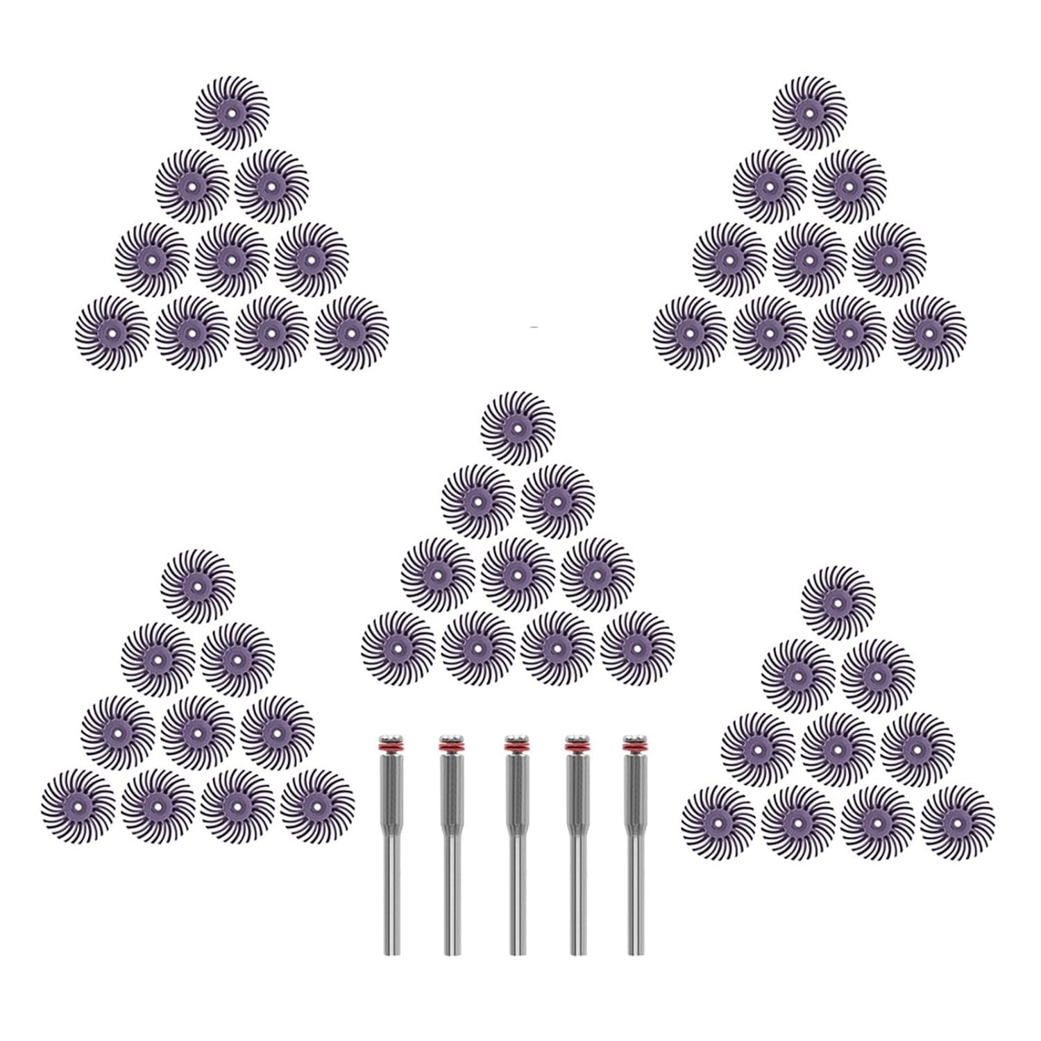 50/75PCS 1 Inch Radial Bristle Disc Kit Detail Polishing Wheel 1/8' 3 2.35mm Shank Abrasive Brush for Rotary Tool Accessories(50pcs 600grit,2.35mm Shank)