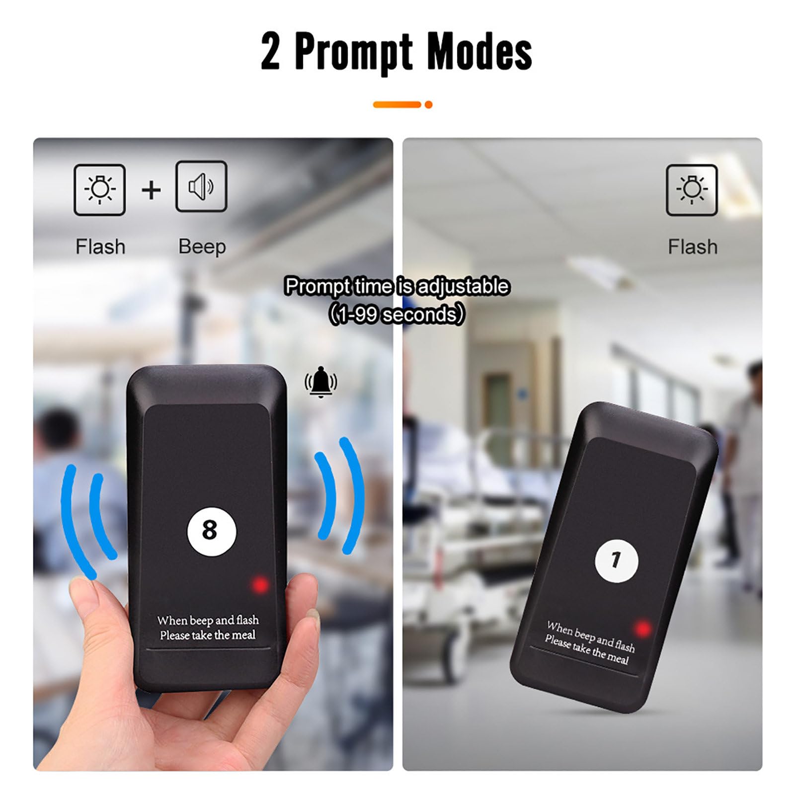 Pager Restauracyjny, 300m Bezprzewodowy System WywołAwczy, Z 16 Pagerami, 2 Tryby WywołAnia, Bateria 300mah - 20 Godzin, Z Ekranem Dotykowym, Do Restauracji/Hotelu/Kawiarni,Black