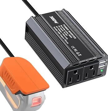 300W Power Inverter for Black & Decker 20V Li-ion Battery DC 20V to AC 110-120V Battery Inverter Portable Power Station Generator with 2 AC Outlet & 2 USB Ports for Camping Outdoor