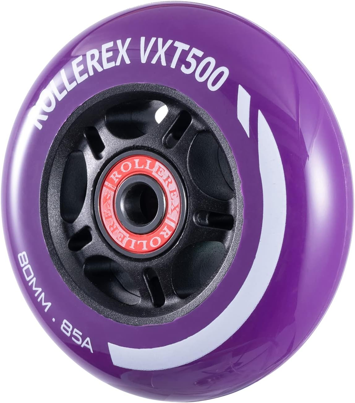 Rollerex VXT500 Inline Skate Wheels – 4-Pack (Optional Bearings, Spacers and Washers) - Durable Replacement Roller Blade Wheels for Indoor & Outdoor Skating (80mm, Royal Purple)