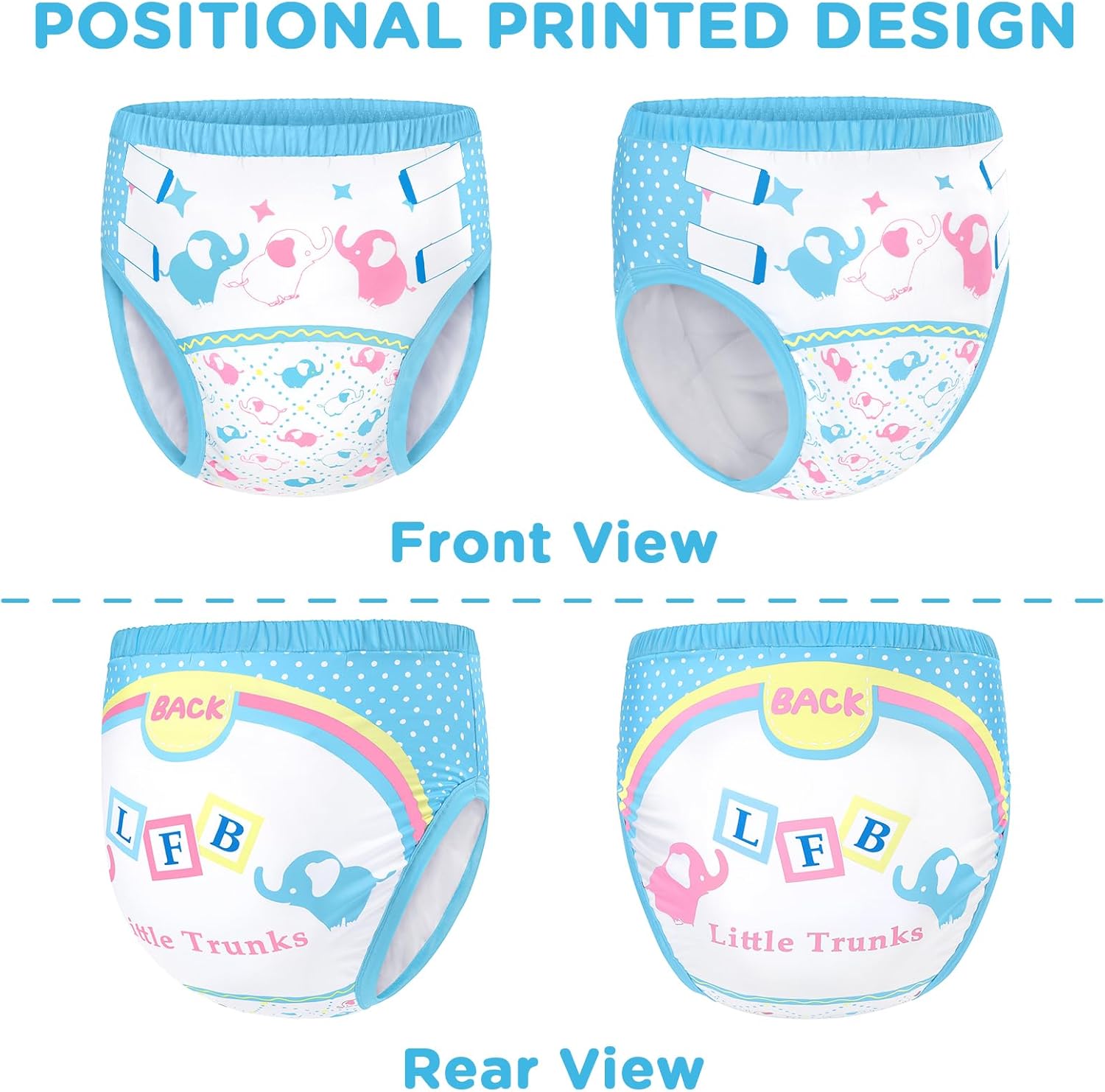 Littleforbig Soft Silky Underwear Comfortable Washable Reusable Adult Training Pants - Little Trunks M Blue - Image 6