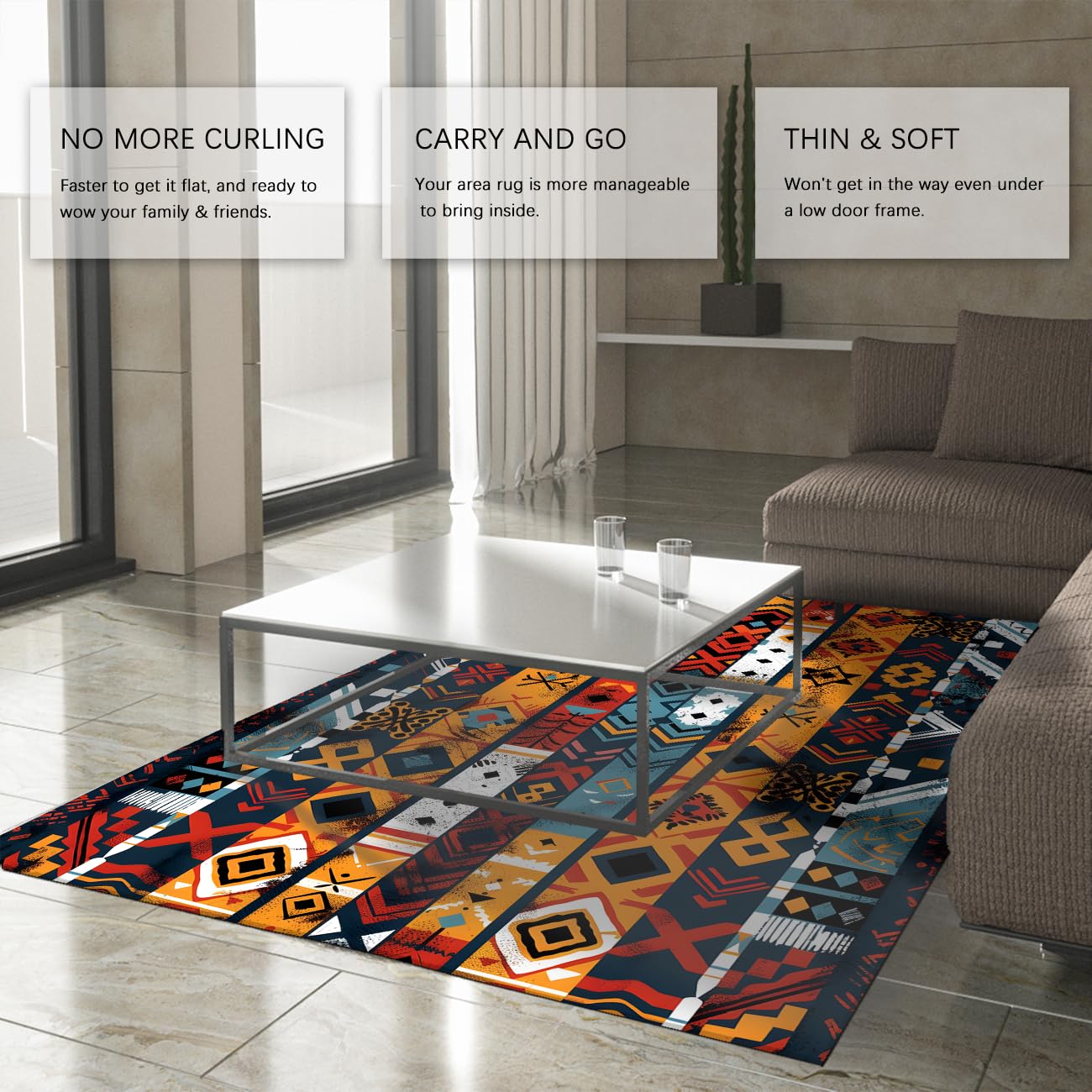 Aztec Print Teppich 80x150 Waschbare Teppiche für das Wohnzimmer
