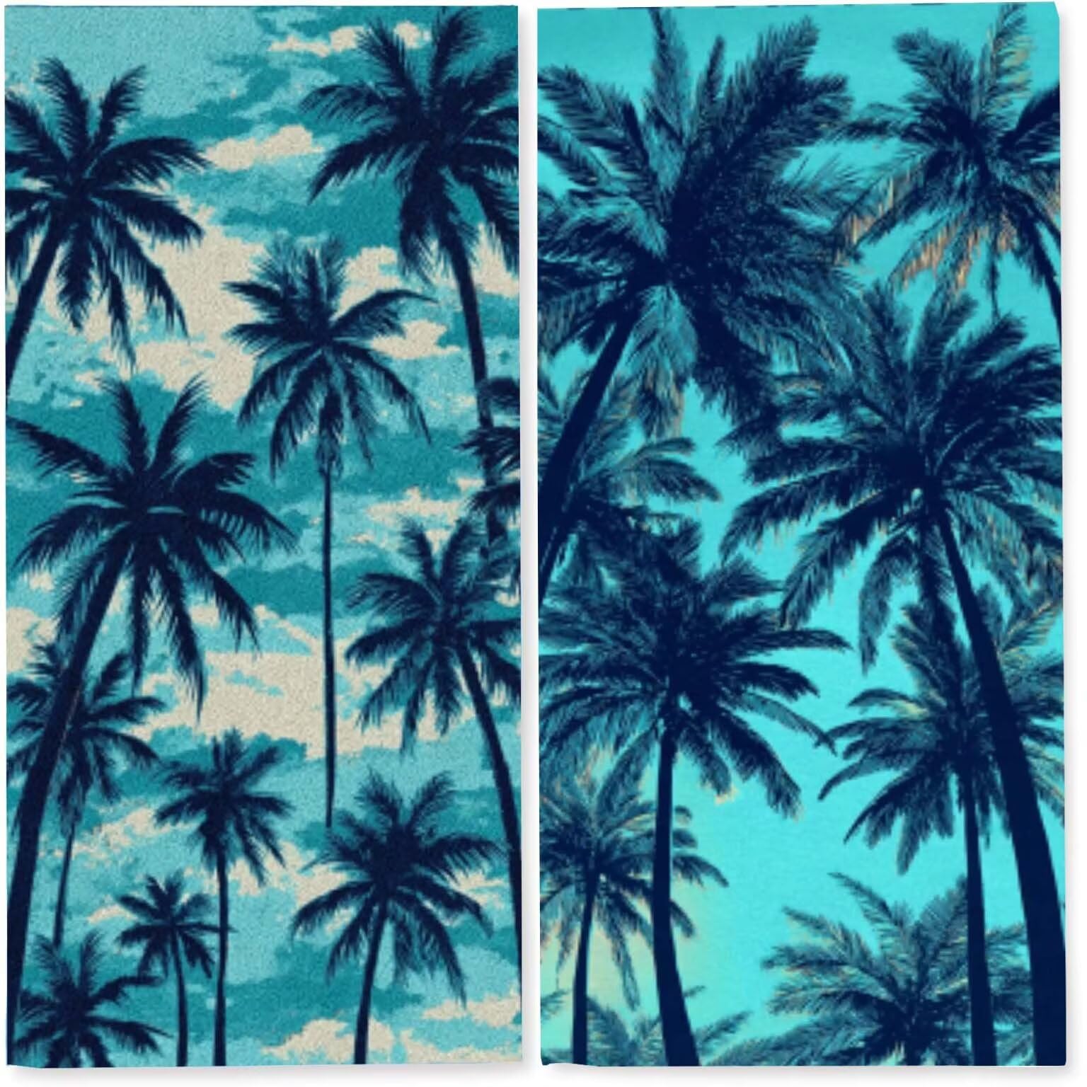Serviette de Plage Microfibre 100x200 cm, Léger et Doux Anti Sable Séchage Rapide, pour la Plage, Les Voyages, Les piscines Intérieures ou Les saunas, Serviette et Femmes 2 PC (Cocotier Bleu) z-2249