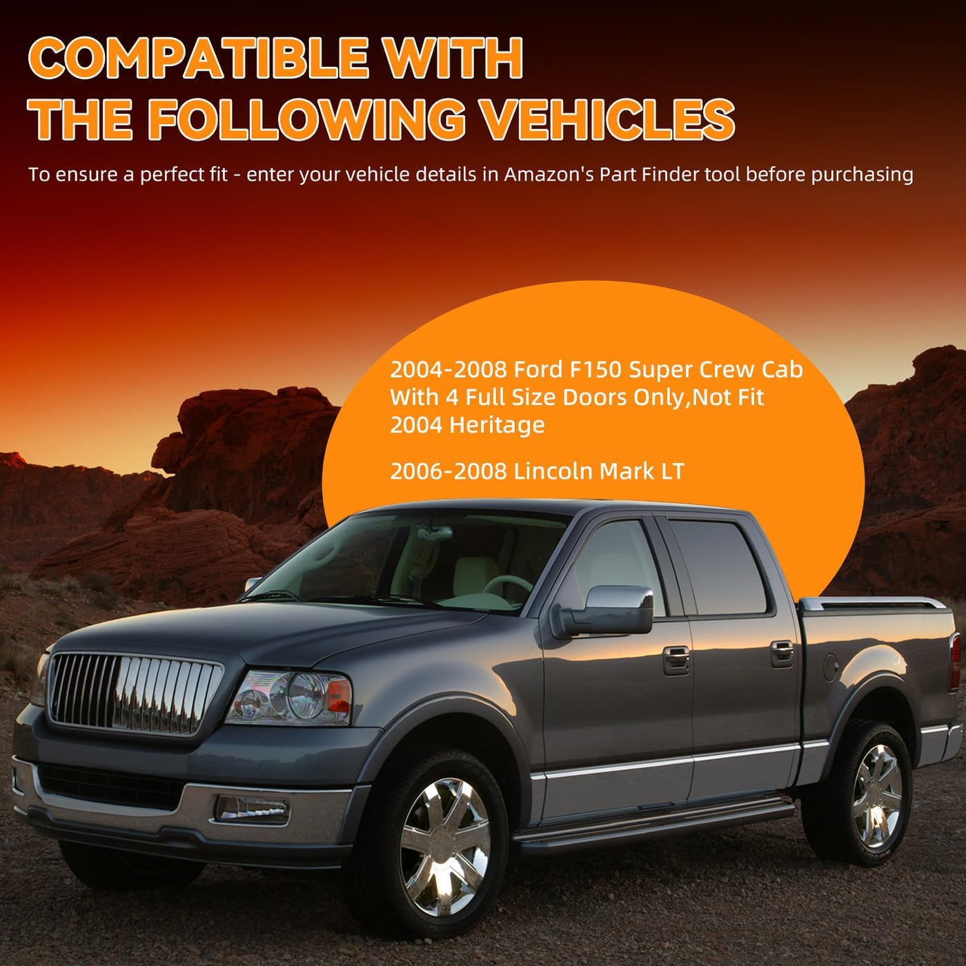 Deal 4-Piece Set Smoke Vent Window Visor, Side Window Deflector with Outside Mount Tape-On Type, Compatible with 2004-2008 F150 Super Crew Cab with 4 Full Size Doors Only