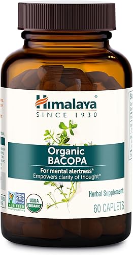Himalaya Bacopa Monnieri Suplemento Herbal Nootrópico, Apoya la Calma, la Memoria, la Cognición, Certificado Orgánico USDA, Sin OGM, 750 mg, 60