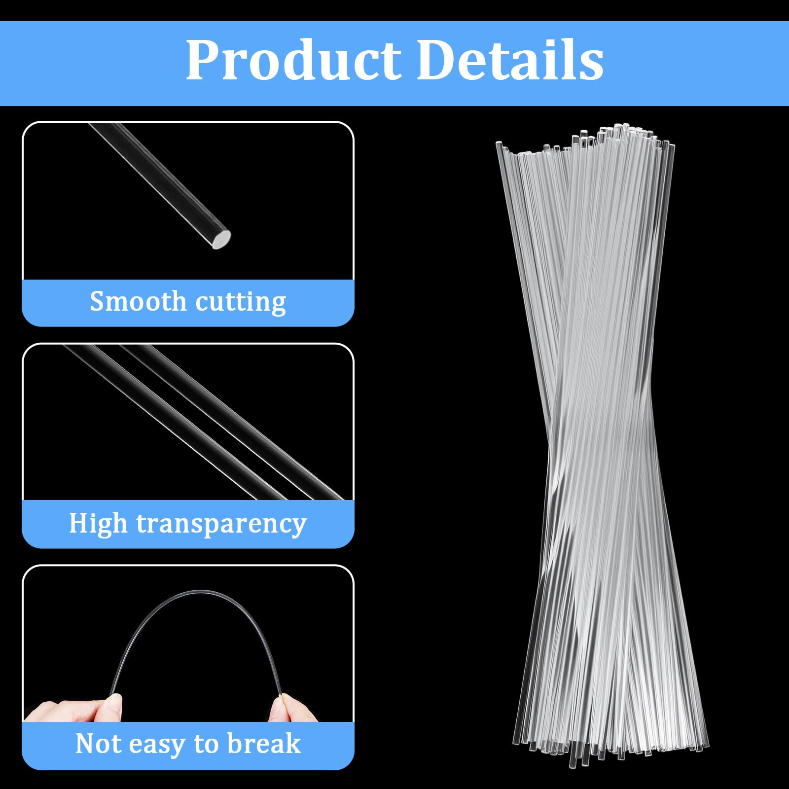 120 bastoncini piatti trasparenti per cupcake, 20 cm, diametro 2 mm, in acrilico trasparente, striscia rotonda per torte, fai da te, decorazioni per feste, forniture per cioccolato, matrimoni