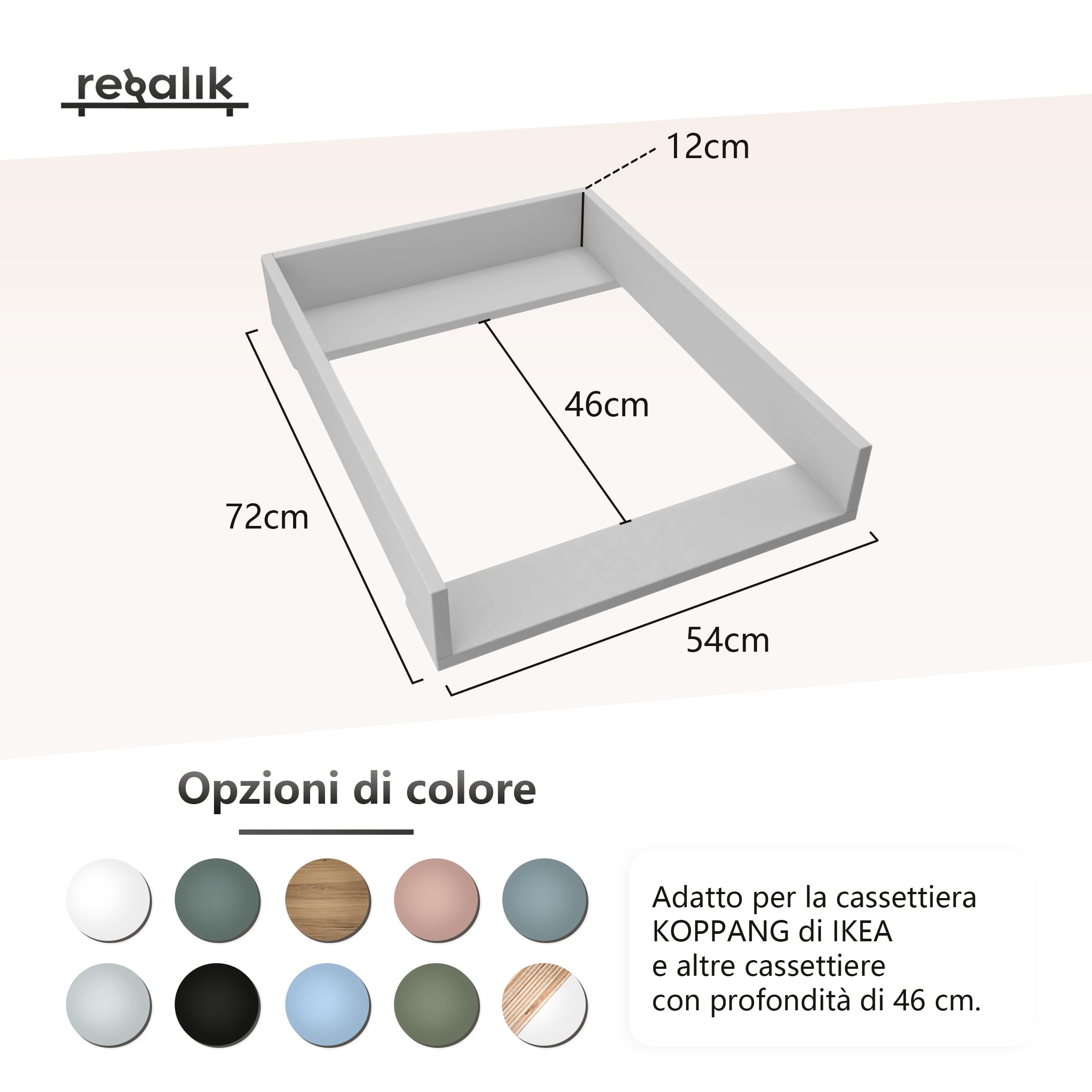 Materassino Fasciatoio IKEA Koppang 46 cm Rimovibile Bianco 72x54 cm