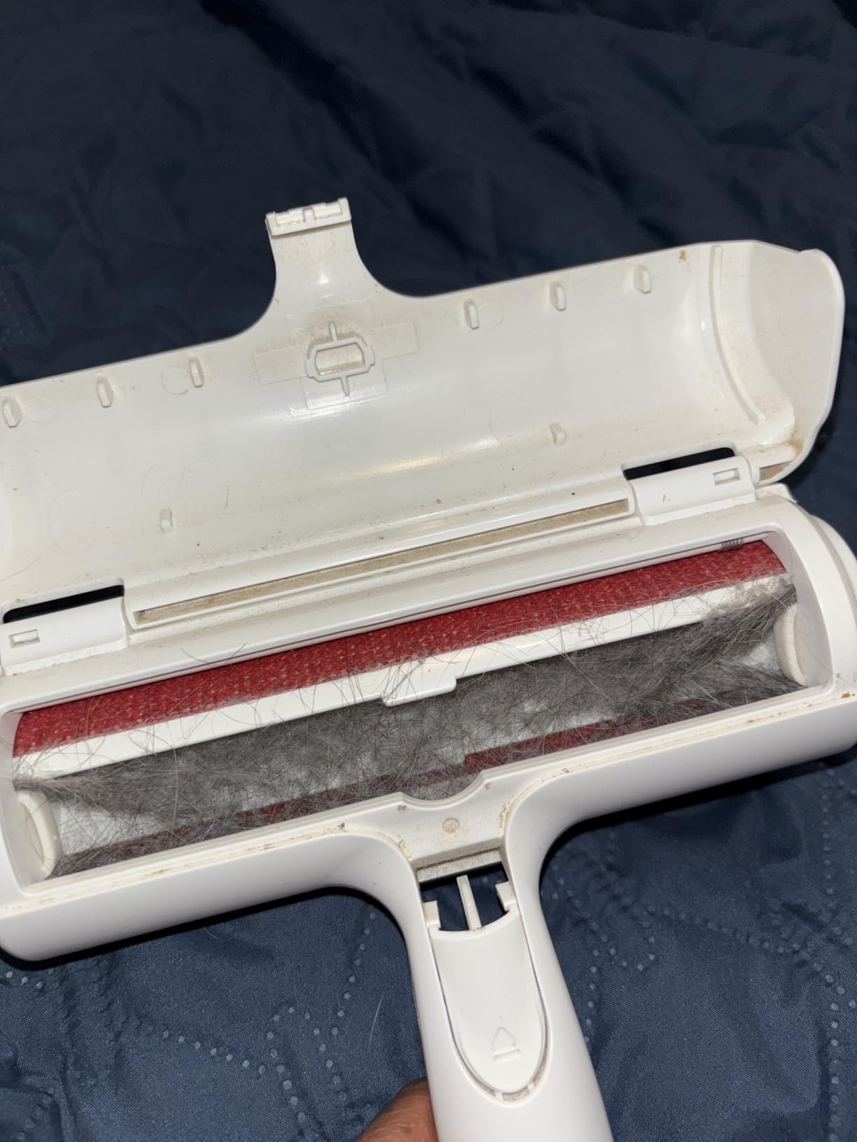 ChomChom Roller Pet Hair Remover and Reusable Lint Roller - Cat and Dog Hair Remover for Furniture, Couch, Carpet, Clothing and Bedding - Portable, Multi-Surface Fur Removal Tool (White) photo review