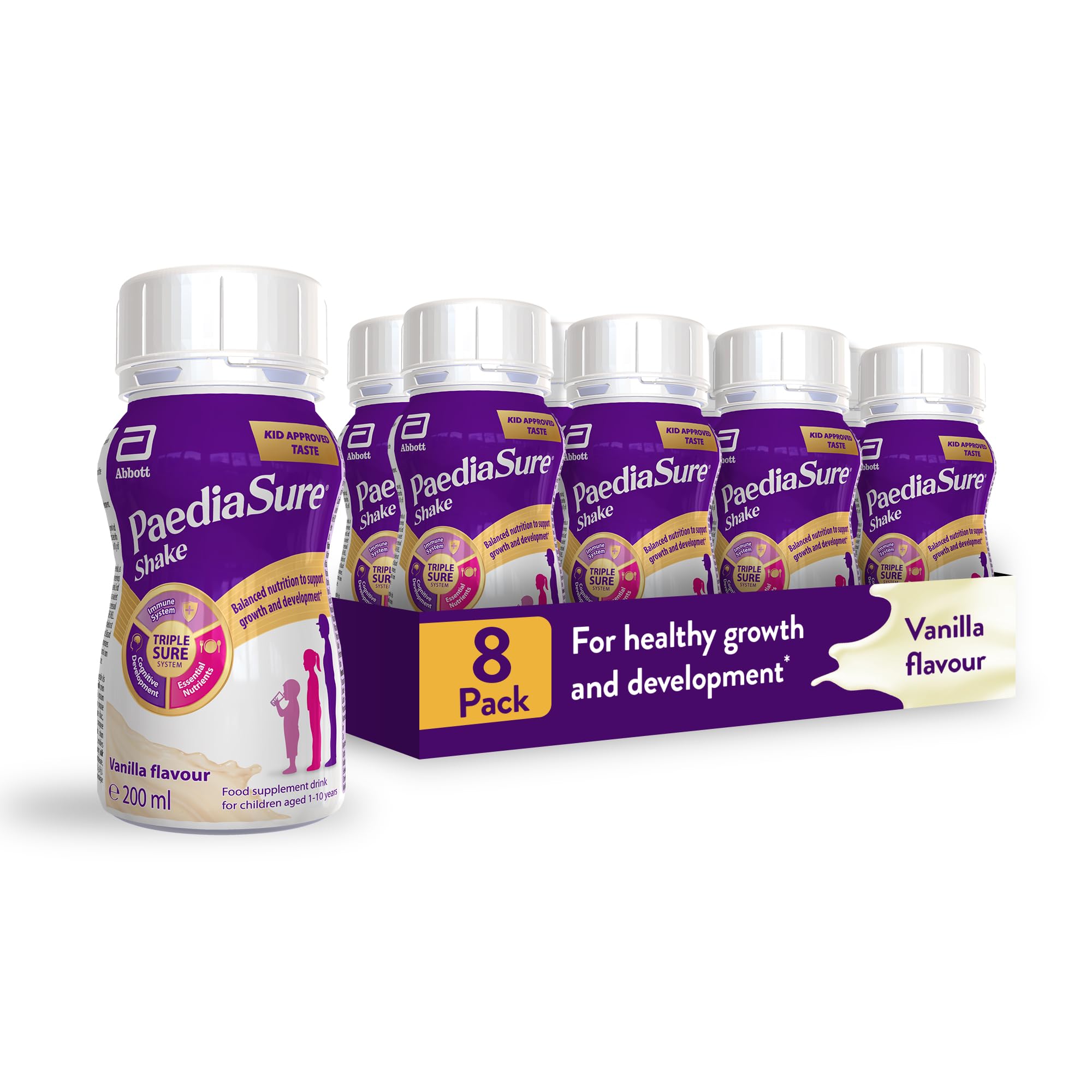 Kids Multivitamin Vanilla Drink - Ready-To-Drink Bottles - 8 x200ml - with 26 Vitamins & Minerals – Multivitamins with Vitamin D, Magnesium & Protein – Vegetarian & Gluten Free- by PaediaSure Shake