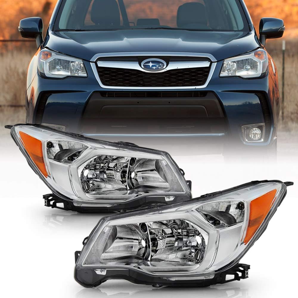 KEEKPO Chrome Housing Headlight Assembly – Pair For 2006-2008 Subaru Forester, DOT/SAE