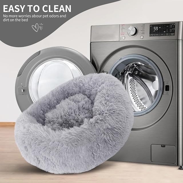 Foto 7 de 7 de BVAGSS Cama de Felpa Deluxe Plush Redonda de Pelo Nido de Donut para Mascotas Deluxe para Gatos y Perros…