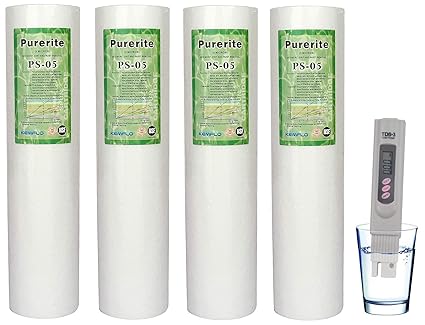 KRPLUS Digital TDS Meter + Polypropylene 10 Inch 5 Micron Spun Filter For Water Purifier White (Pack Of 5)