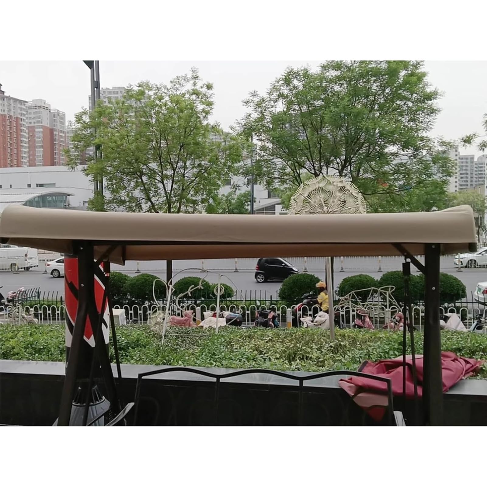Toit Toile de Rechange pour Balancelle de Jardin 2/3 Places,Imperméable Protection UV Housse de Rechange Toit de Balançoire pour Extérieur Terrasse Balcon,3 Seater:192x124cm/75.6x48.8in