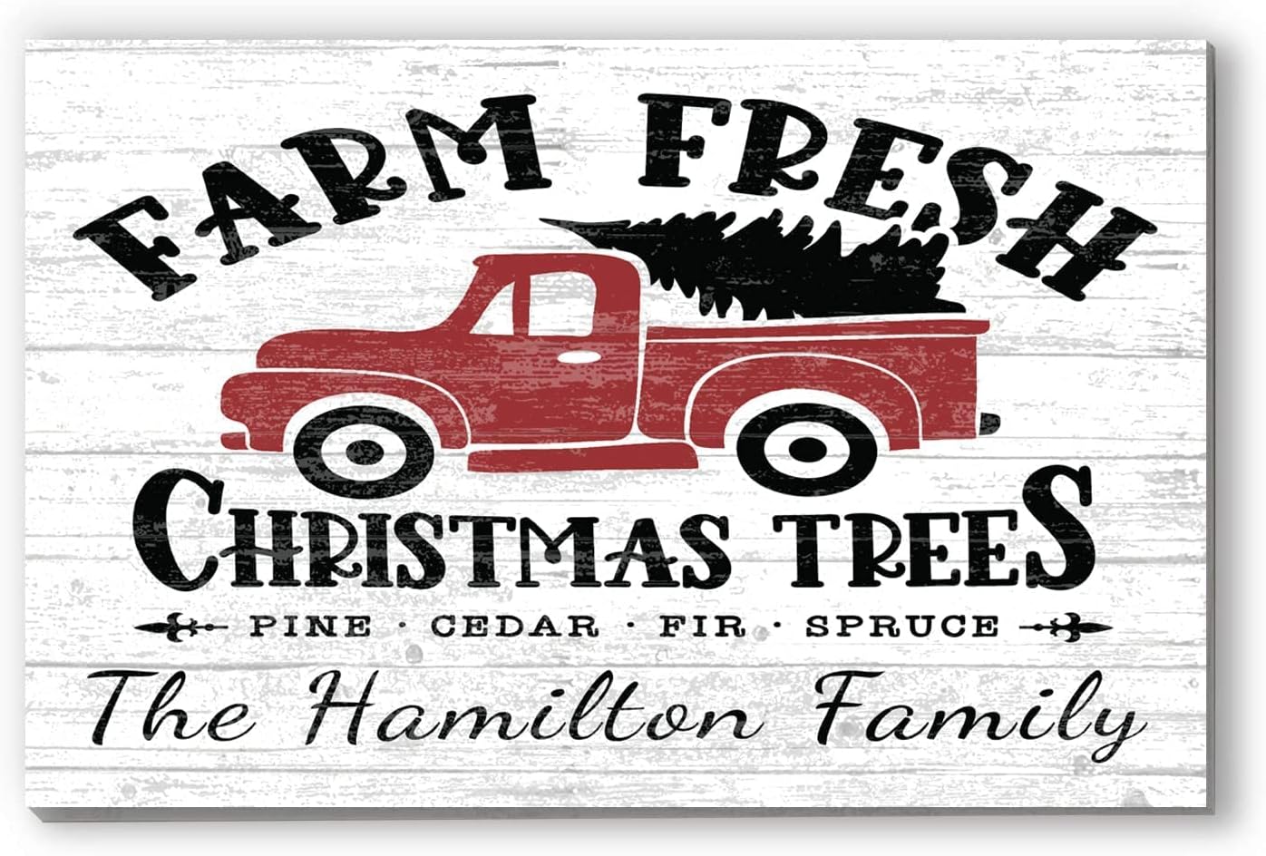 Broad Bay Red Truck Christmas Sign Fresh Christmas Trees Custom Wooden Holiday Vintage Style Wall Decor Farmhouse Decoration 16.5in x 10.5in x .75