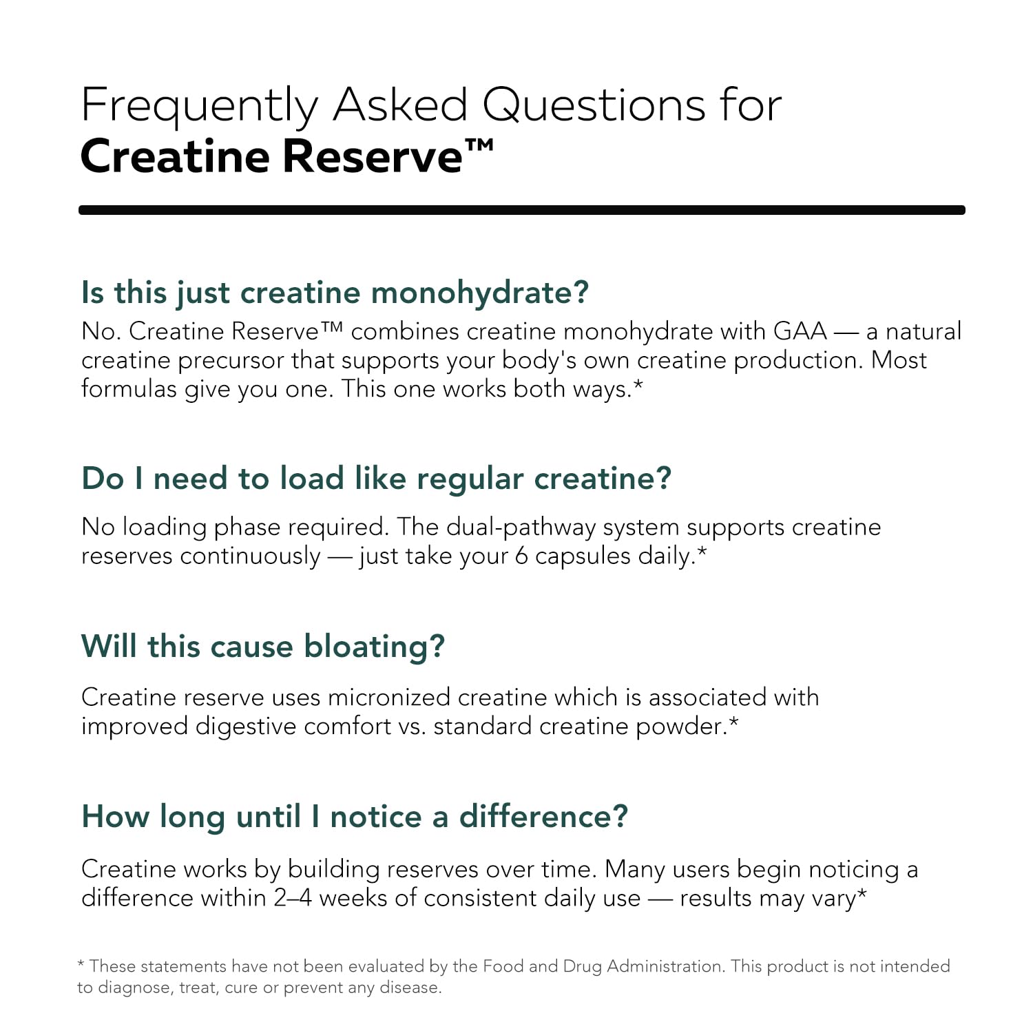 Creatine Reserve™ - Creatine Monohydrate Plus GAA for Mind, Muscle & Energy Support - Dual Pathway Delivery Creatine Supplement for Women & Men - Active B Vitamins & Taurine, Non-GMO (1 month supply) — Amazon image 9