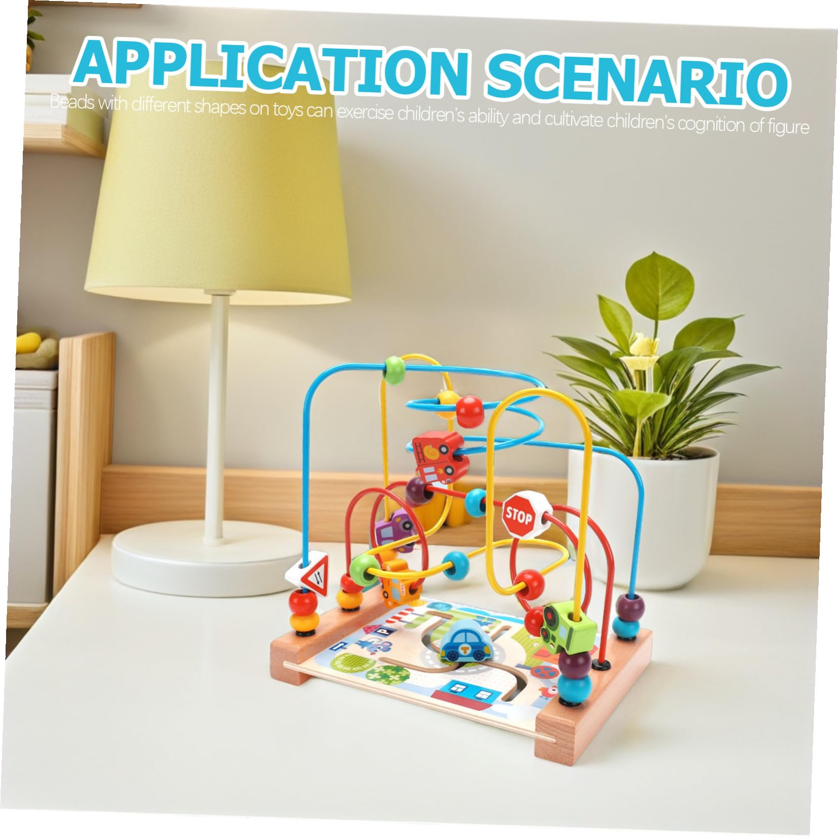 Toyvian Labirinto di Perline in Legno Rotondo, Giocattolo Educativo | 1 Pezzo, Tema Oceano e Traffico, Struttura in Ferro, Esercizio della Manualità