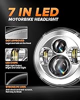 Vista 6 de BICYACO DOT - Faro delantero LED para motocicleta de 7 pulgadas, compatible con Harley Davidson Electra Glide Street Glide Fat Boy Road King