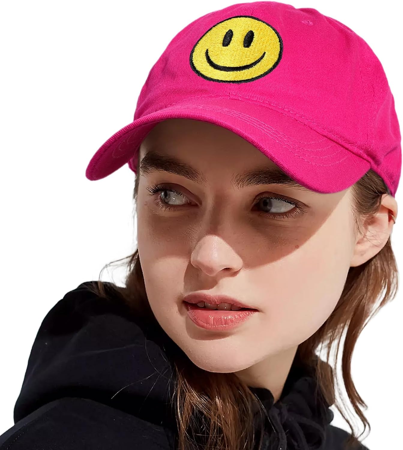 Smile Face Baseball Cap for Women Men Cute Baseball Caps Unstructured Cotton Dad Hat - Image 2