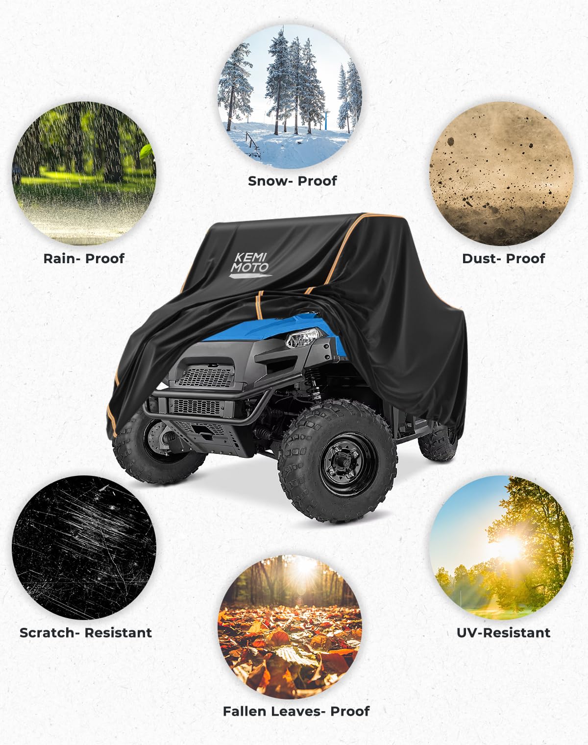 KEMIMOTO Funda para UTV, protección para todo tipo de clima, cubierta UTV de dos plazas, compatible con Polaris Ranger 570 500 CFMOTO Zforce 800 de 2-3 plazas, 118 x 69 x 58 pulgadas