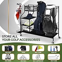 Vista 6 de Yes4All Golf Storage Garage Organizer, Golf Bag Storage Stand and Other Golfing Equipment Rack, Extra Storage Rack for Golf Clubs,Black