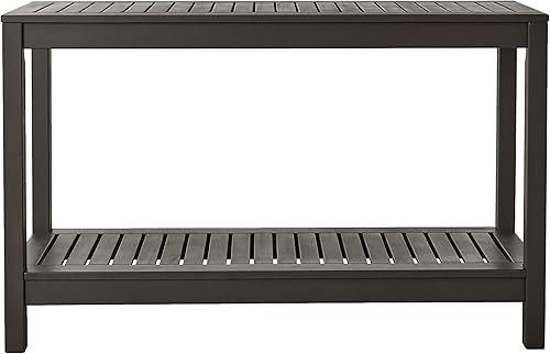 Miniatura 4 de Cambridge Casual Mesa consola al aire libre de madera maciza con acabado marrón oscuro, mesa decorativa duradera y elegante para patio, terraza,