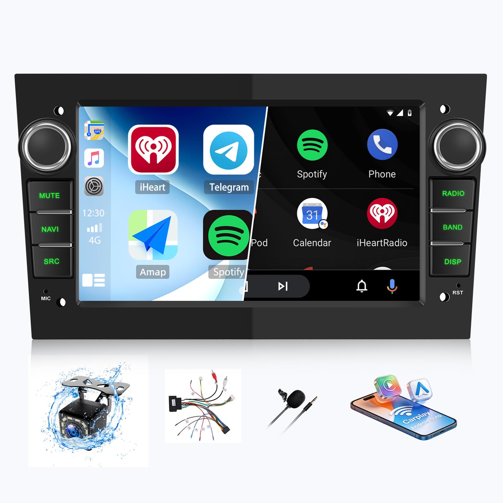 SIXWIN Autoradio für Opel Corsa d/Astra h/Zafira b/Meriva mit CarPlay/Android Auto/Mirror Link,7 Zoll IPS Opel Bildschirm mit Bluetooth FM/AM/RDS EQ Lenkradsteuerung+Rückfahrkamera