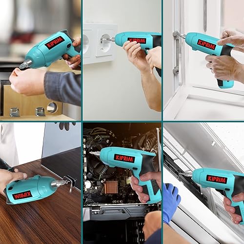 Miniatura 7 de Kiprim ES3 - Destornillador eléctrico pequeño de 4 V, herramienta de destornillador inalámbrico con batería recargable, luz frontal LED y luz
