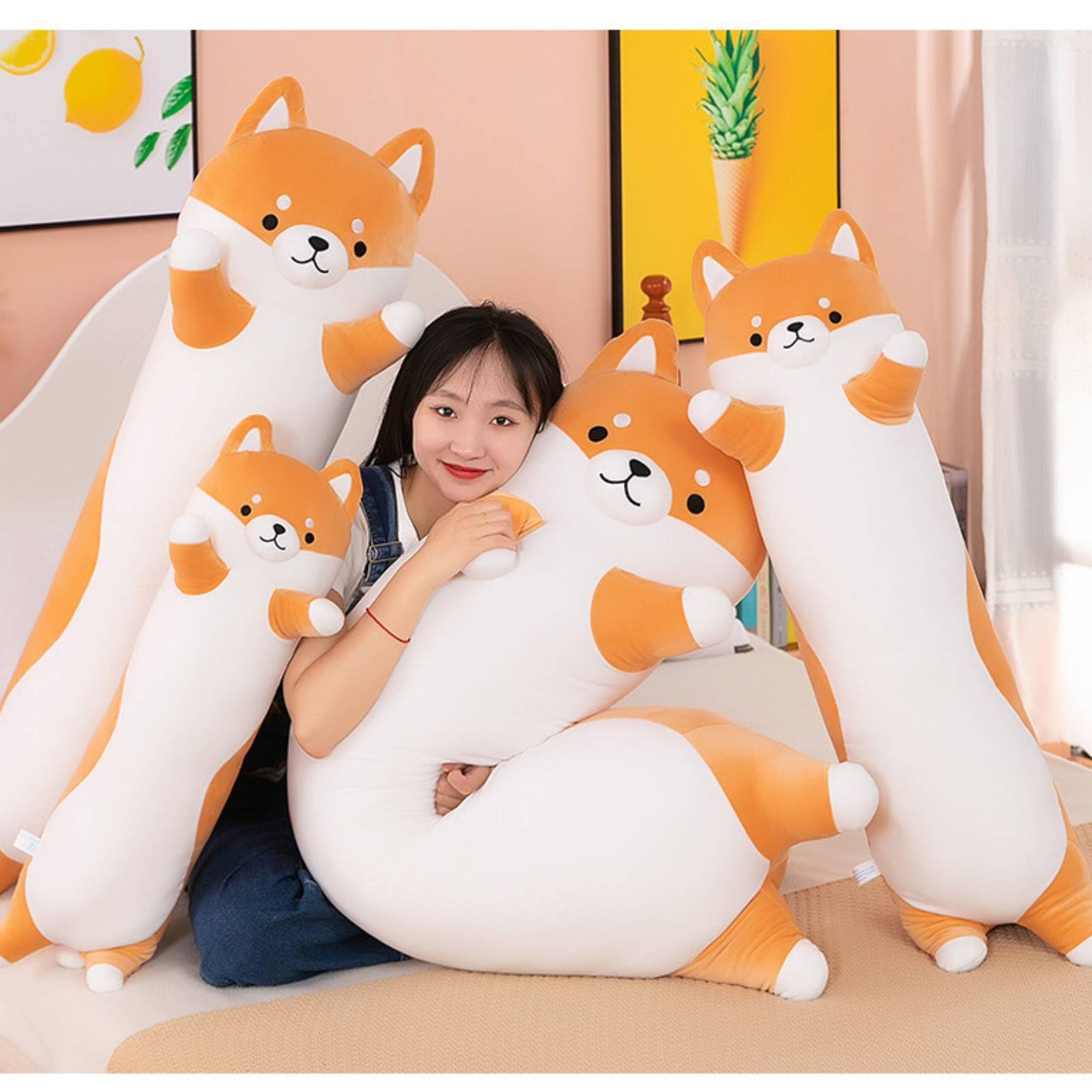 Kuscheltier Hund Plüschfigur Kissenpuppe Kissen Ergonomische Unterstützung für Nacken Rücken Kinderzimmer Sofa, 110 cm
