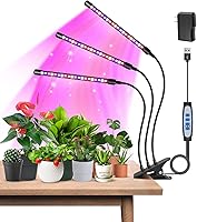 Vista 10 de Garpsen Luces de Crecimiento para Plantas de Interior, 2PCS 2 Cabezales Luces LED de Espectro Completo para Germinación de Semillas, 80 LEDs Luz